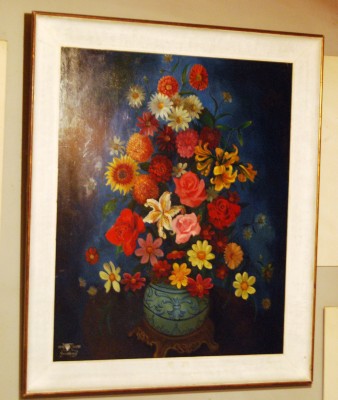  bouquet au fond bleu  n°1025 1975